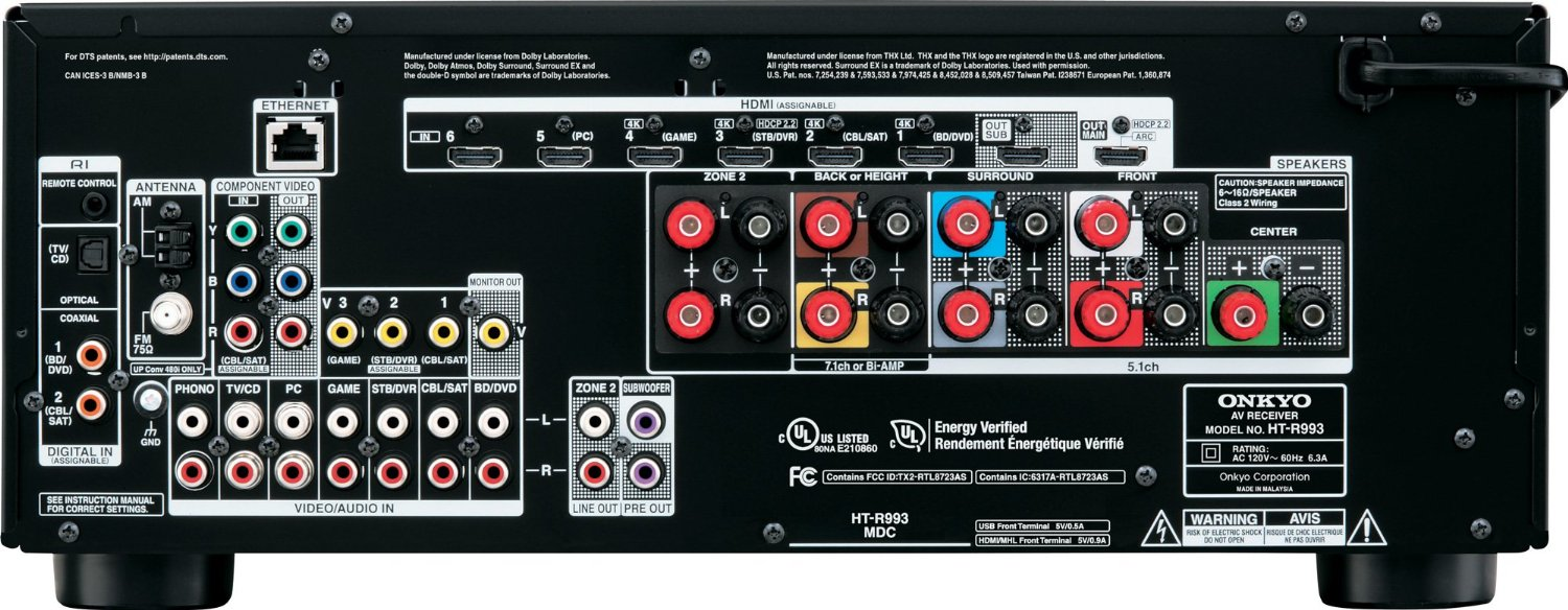 ONKYO HT-R993 THX 7.1-Ch x 95 Watts Networking A/V Receiver