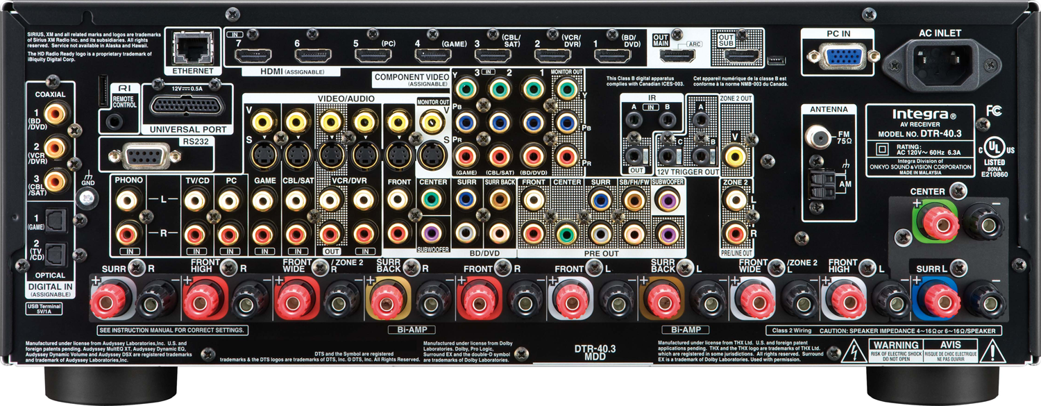 INTEGRA DTR-40.3 7.2-Ch x 110 Watts THX Networking A/V Receiver .