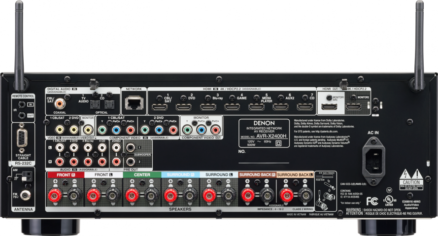 DENON AVR-X2400H 7.2-Ch x 95 Watts A/V Receiver w/HEOS | Accessories4less