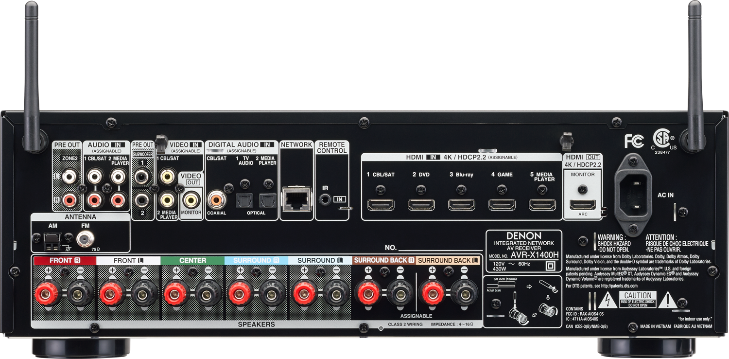 DENON AVRX1400H 7.2Ch x 80 Watts Networking A/V Receiver w/HEOS