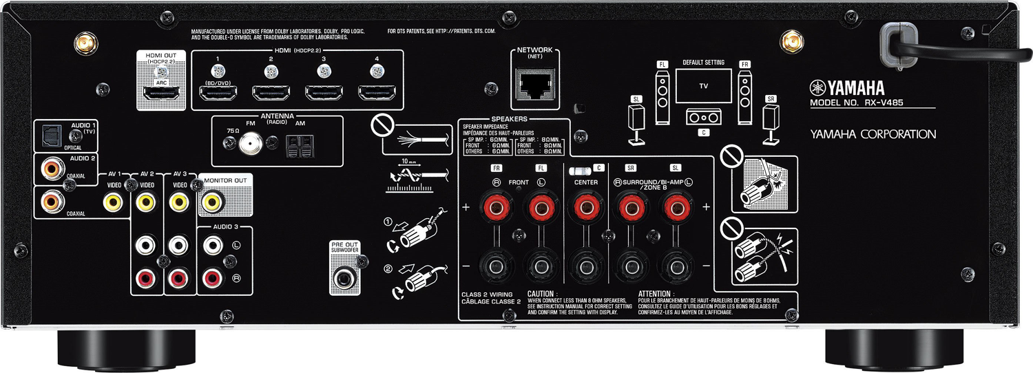 YAMAHA RX-V485 5.1-Ch x 80 Watts A/V Receiver | Accessories4less