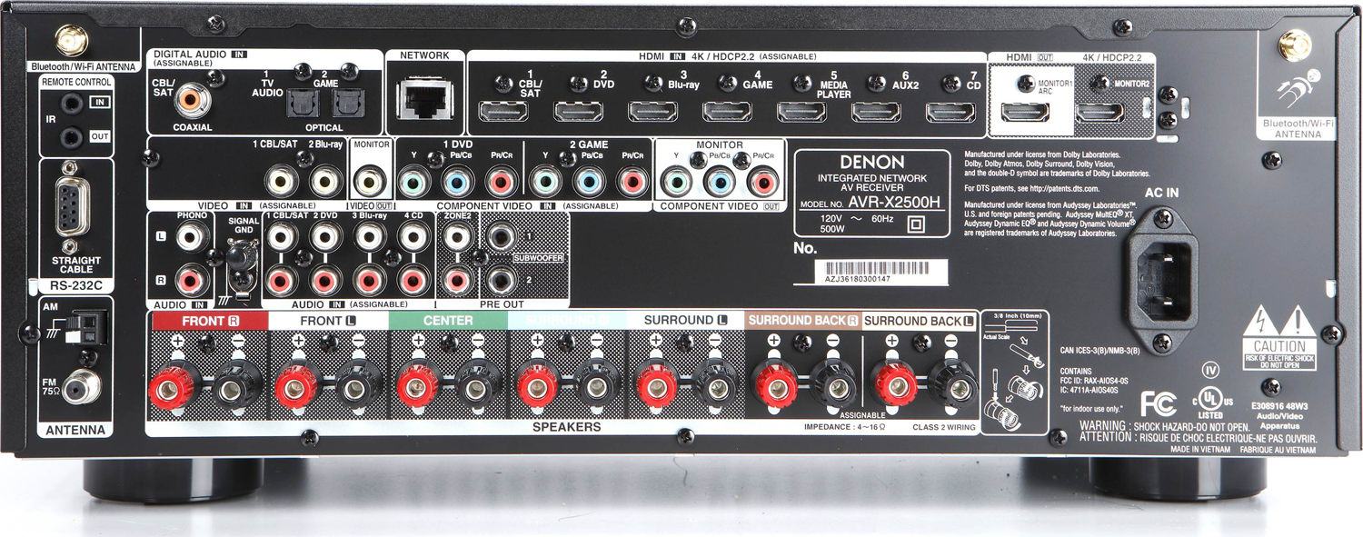 DENON AVRX2500H 7.2Ch x 95 Watts A/V Receiver w/HEOS Accessories4less