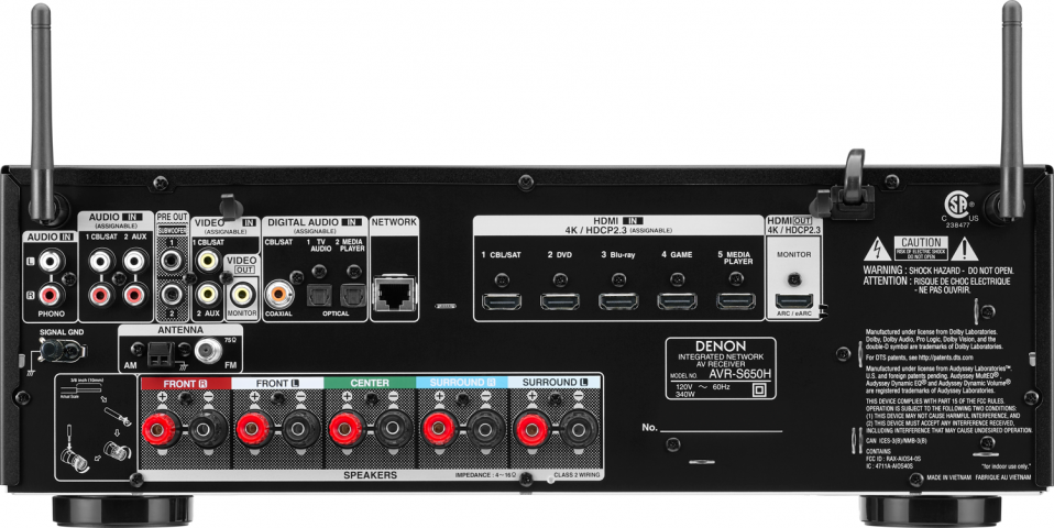 DENON AVR-S650H 5.2-Ch x 75 Watts A/V Receiver w/HEOS | Accessories4less