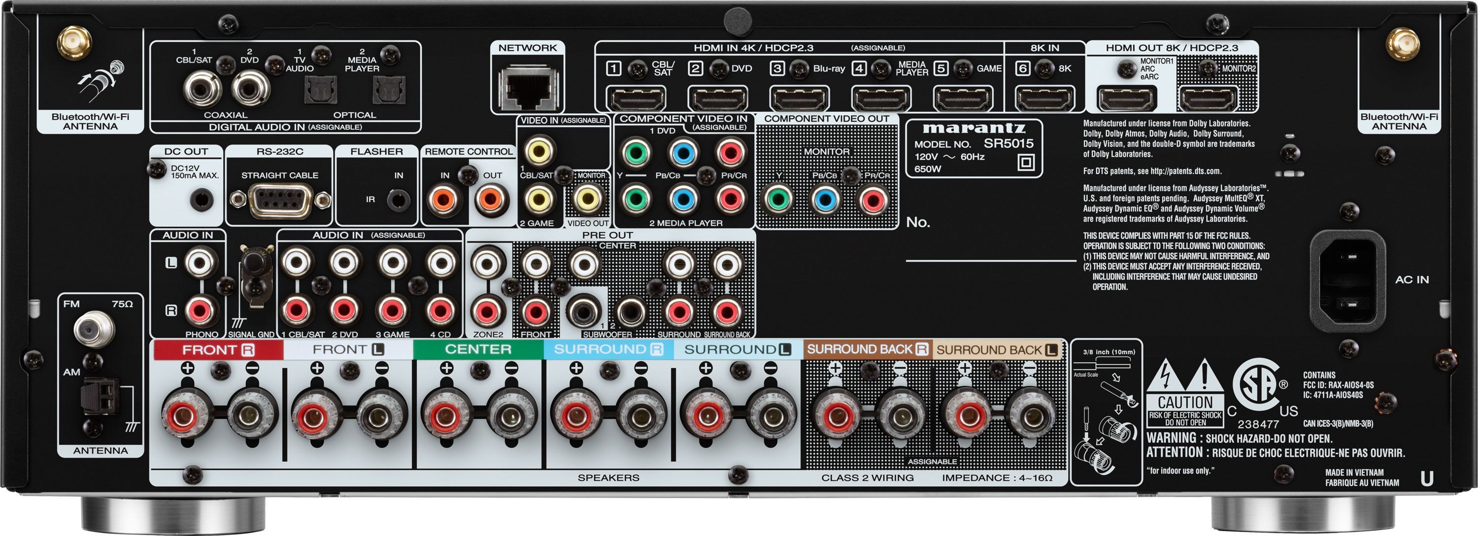 MARANTZ SR5015 7.2-Ch x 100 Watts A/V 8K Receiver w/ HEOS ...