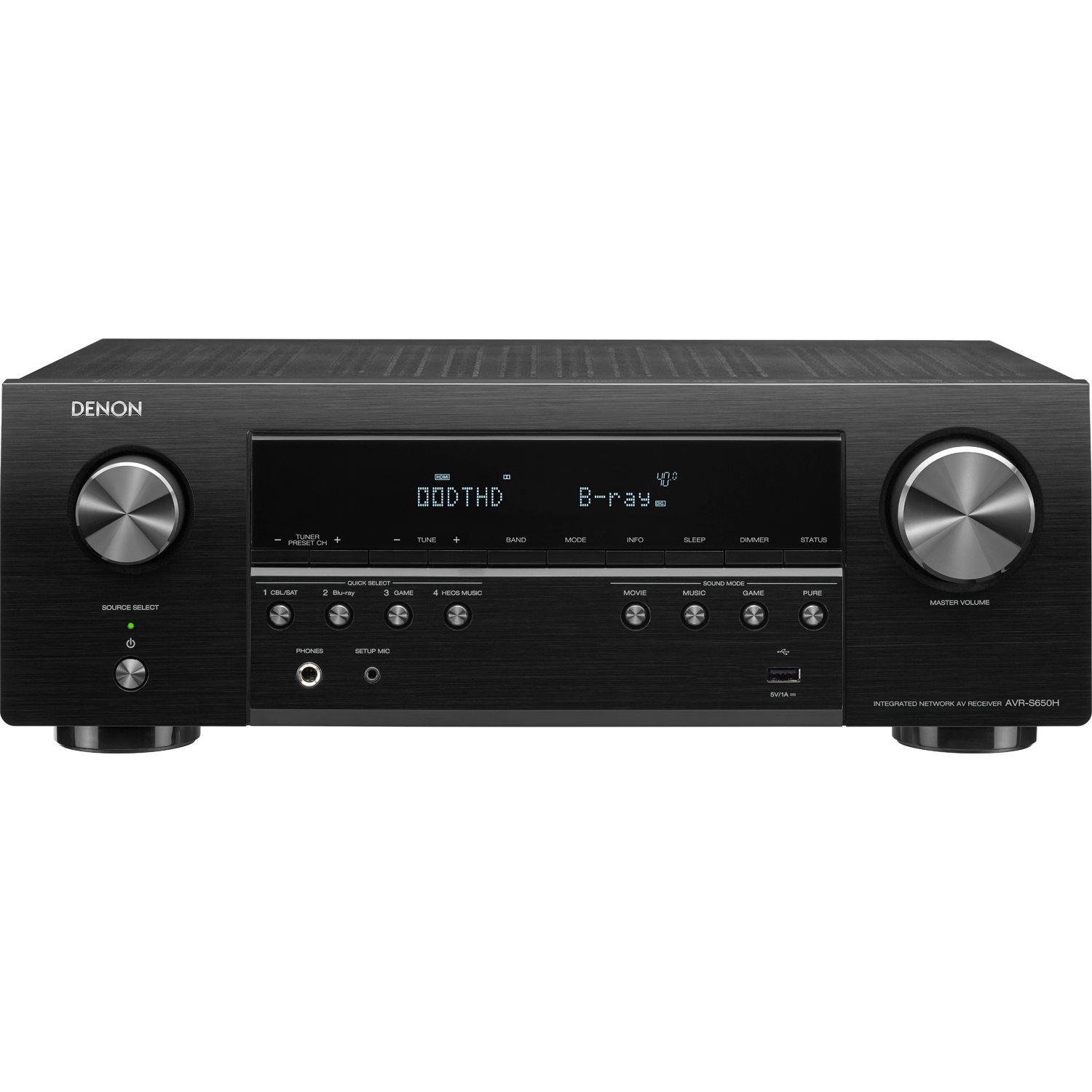 DENON AVR-S650H 5.2-Ch x 75 Watts A/V Receiver w/HEOS