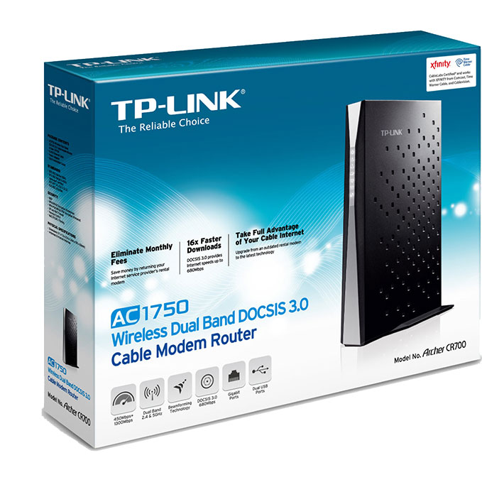 TP LINK Archer CR700 AC1750 Cable Modem Router RE370K