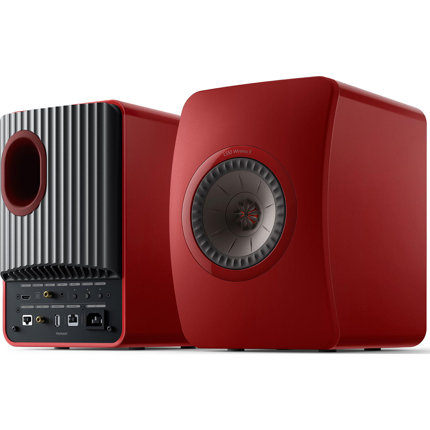 KEF LS50 PAIR Wireless II Powered Wireless Mini Monitor Speakers Crimson Red