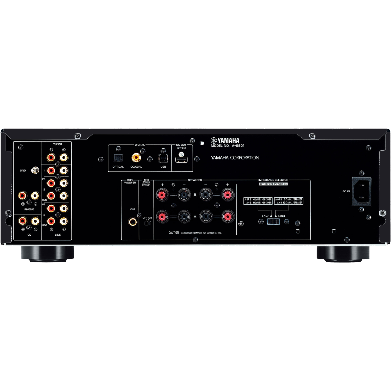 YAMAHA A-S801 2-Ch x 100 Watts Integrated Amplifier w/DAC Black