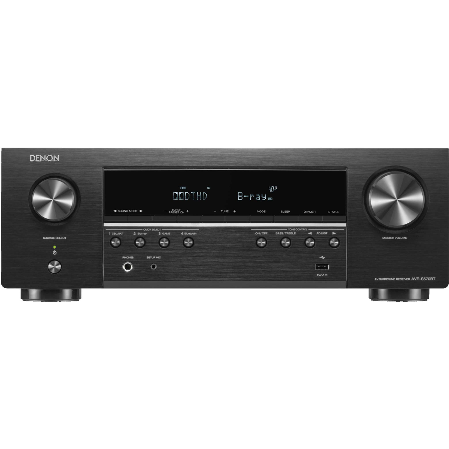 DENON AVR-S570BT 5.2-Ch x 70 Watts 8k A/V Receiver w/Bluetooth