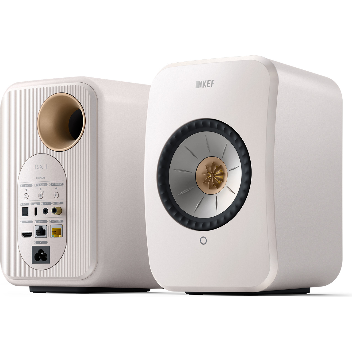 KEF LSX II Powered Speakers w/HDMI, AirPlay 2, Chromecast, Wi-Fi, & BT Mineral White
