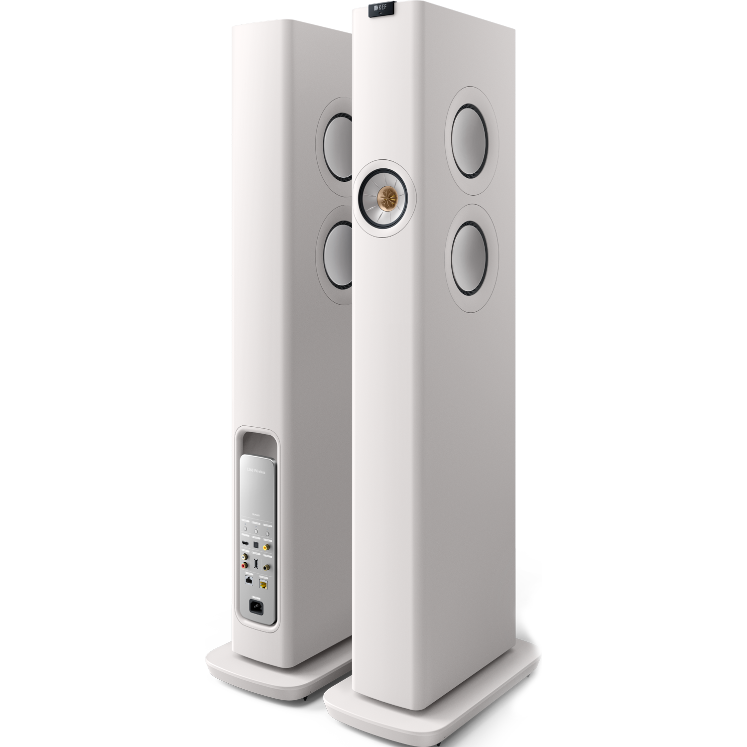 KEF LS60 PAIR Wireless Powered Speakers w/Wi-Fi, BT, & AirPlay 2 Mineral White