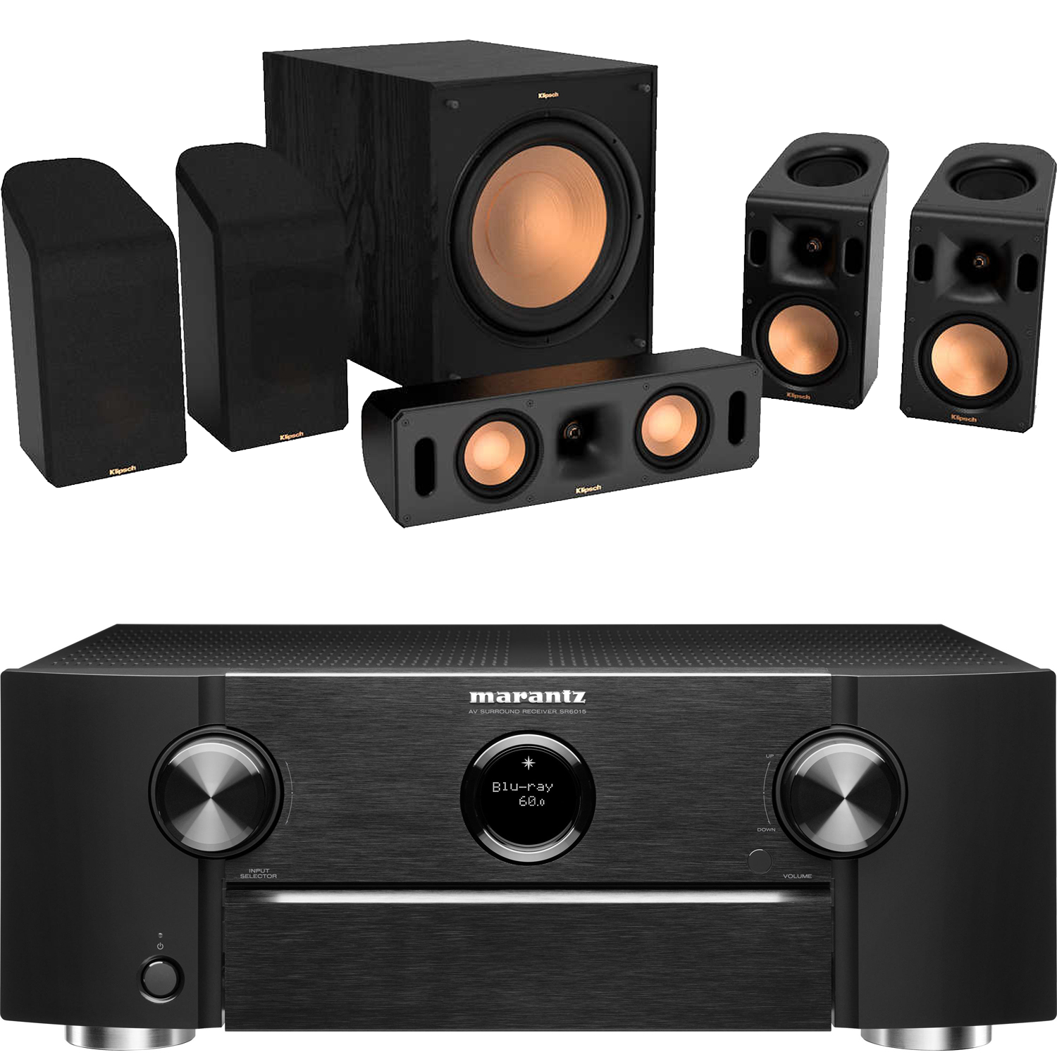 MARANTZ SR 6015 & Klipsch 5.1.4 Atmos Home Theater Package