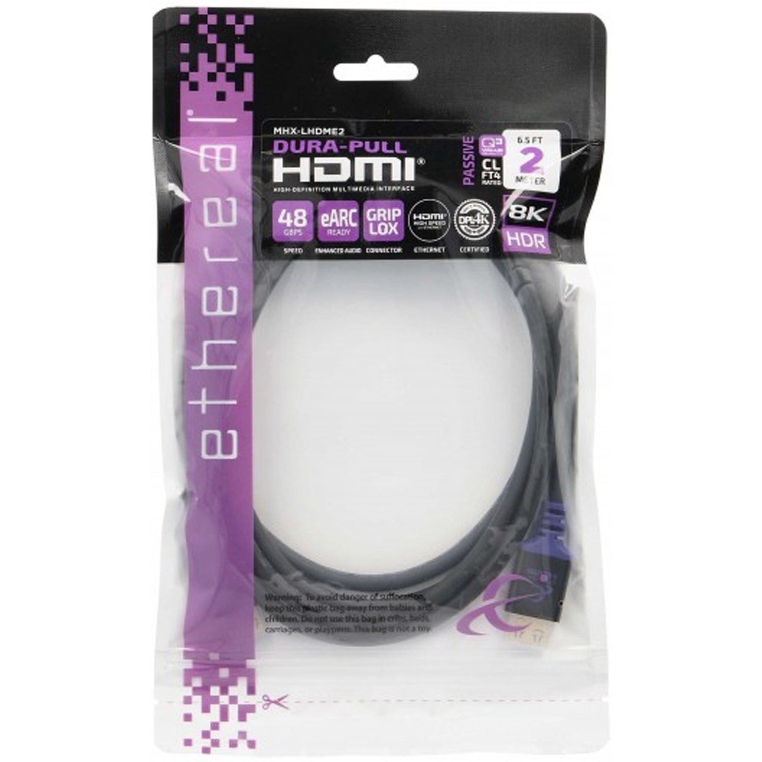 ETHEREAL MHX 6.4ft Certified 48GBS High Speed HDMI Cable