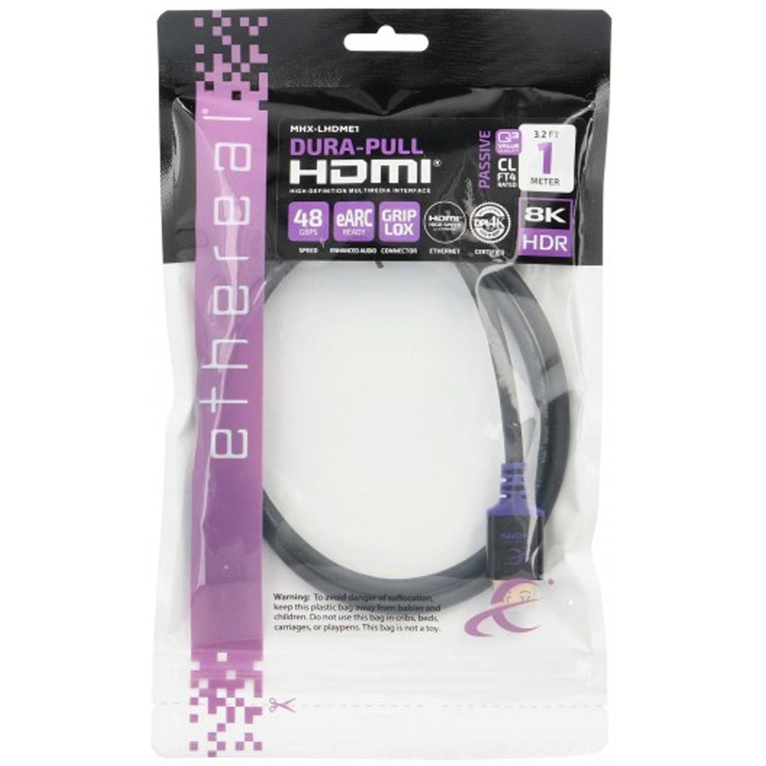 ETHEREAL MHX 3.2ft Certified 48GBS High Speed HDMI Cable