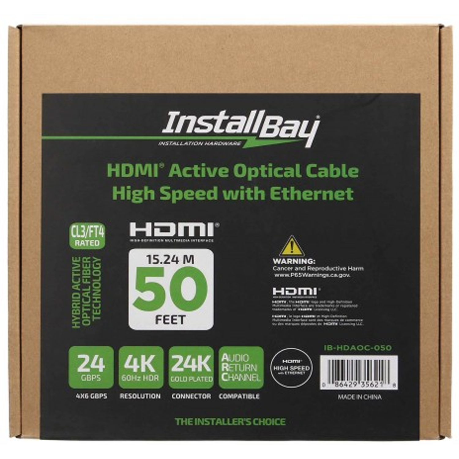 ETHEREAL AOC 50ft Active Fiber Cable 24gbs HDR HDMI Cable