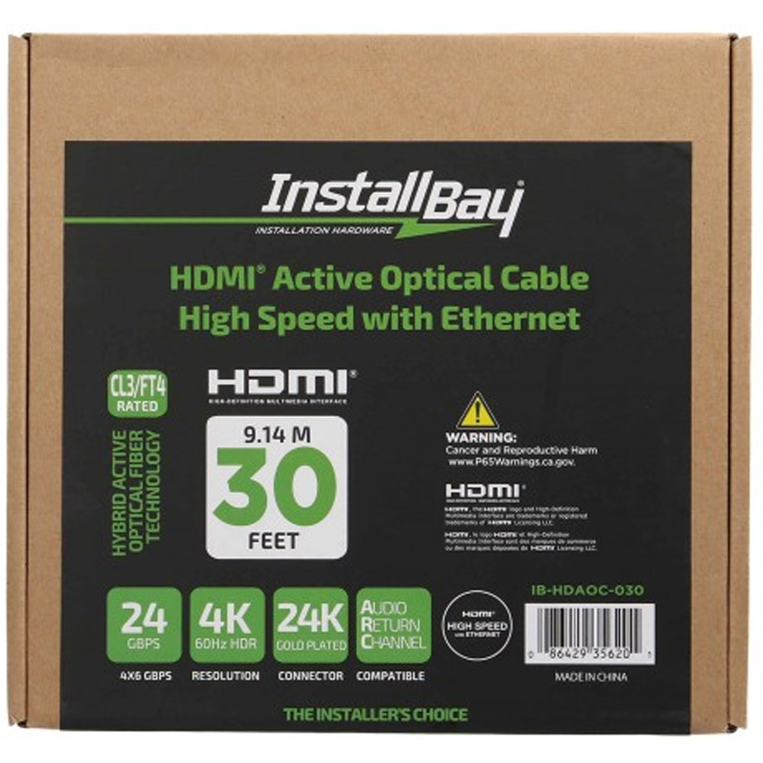 ETHEREAL AOC 30ft Active Fiber Cable 24gbs HDR HDMI Cable