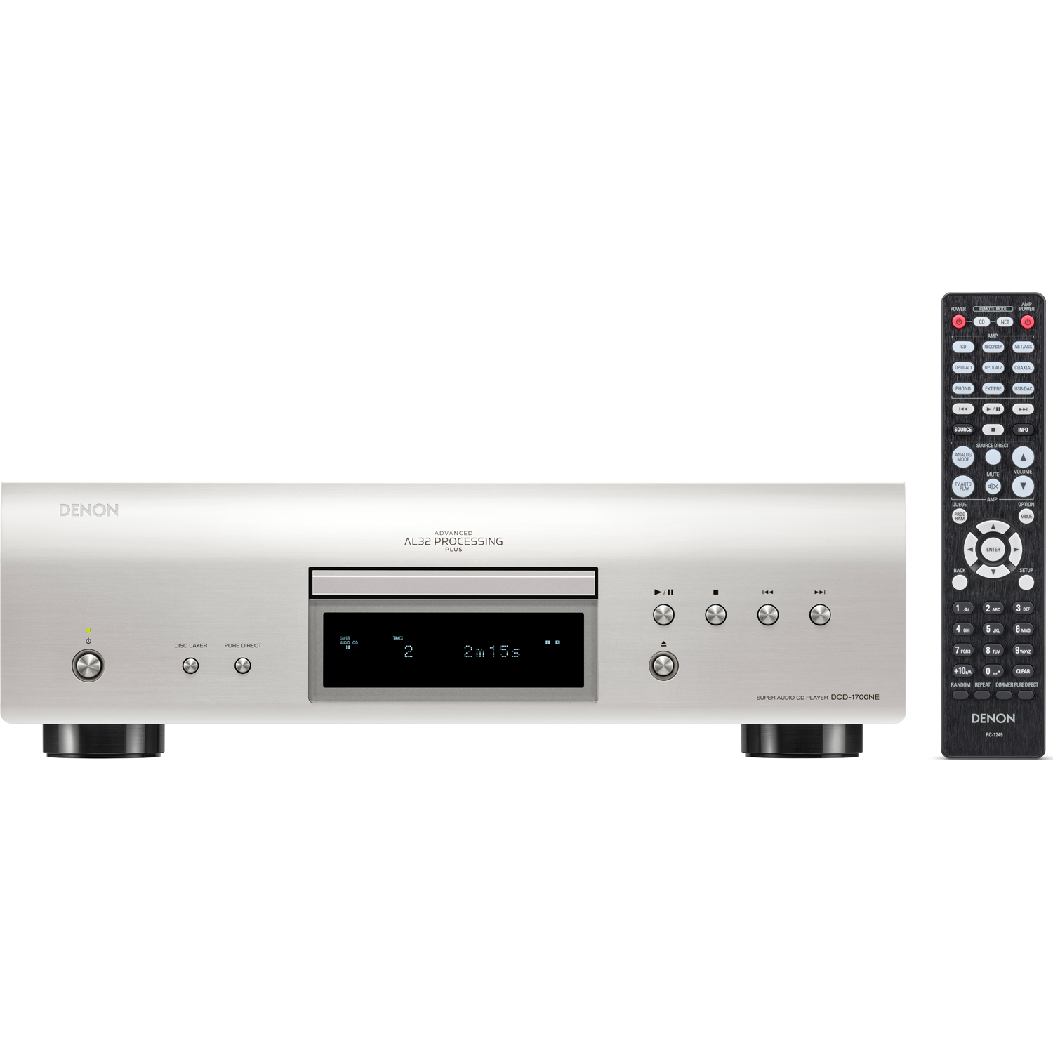 DENON  DCD-1700NE CD and SACD Player w/AL32 Processing Plus Silver