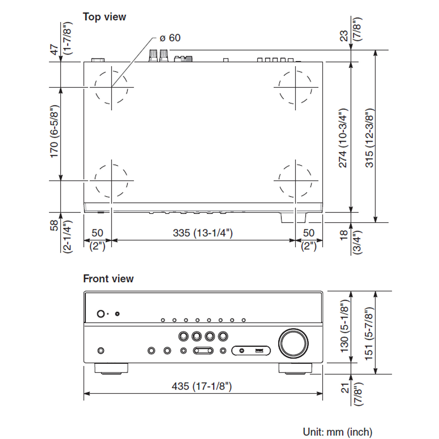 Amplificador Yamaha RX-V385 5.1-Ch A/V Bluetooth / Centro del Sonido