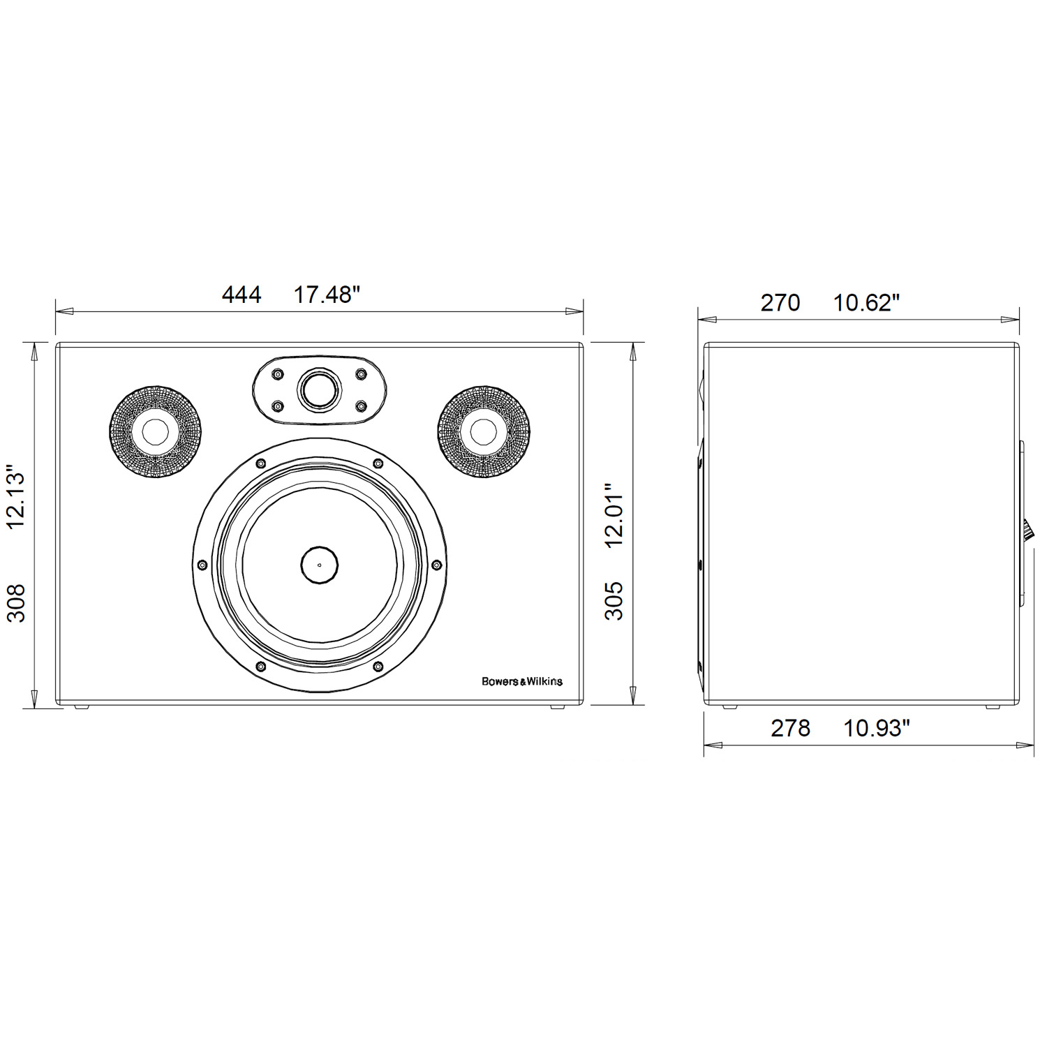 BOWERS & WILKINS CT7.5 LCRS EACH 7" 2Way Speaker Black Accessories4less
