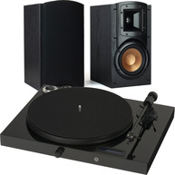 PRO-JECT NEW Juke Box E Audiophile Turntable, Amp, BT BLACK w/FREE KLIPSCH SPEAKERS