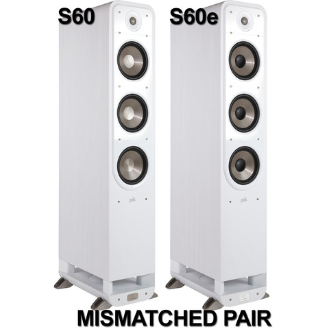 POLK AUDIO S60/S60e PAIR 6.5" 2-Way Floor-Standing Speakers White MISMATCHED PAIR