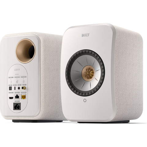 KEF LSX II Powered Speakers w/HDMI, AirPlay 2, Chromecast, Wi-Fi, & BT Cotton White
