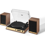 CROSLEY OPEN BOX C72 BT Turntable &  Speakers, Carbon Fiber Tonearm Walnut 