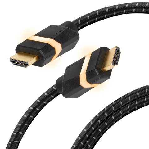 TITAN 3FT 8K HDMI 2.1 2 Pack, Braided Cord, Amber LED Light Strip, Ultra High-Speed Cable with HDR, VRR & QMS, 48 GBPS