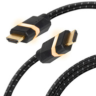 TITAN 3FT 8K HDMI 2.1 Braided Cord, Amber LED Light Strip, Ultra High-Speed Cable with HDR, VRR & QMS, 48 GBPS